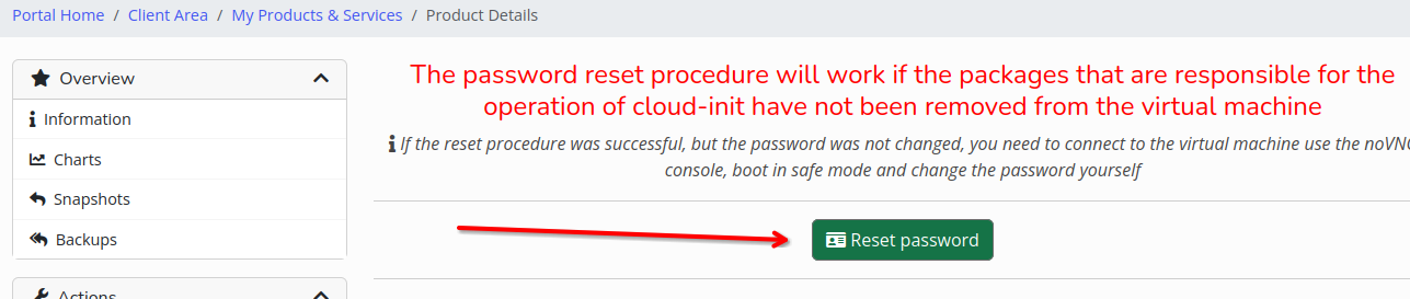 На сторінці скидання натисніть кнопку «Reset password».